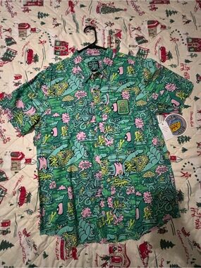 Killer Acid Men's Green All-Over Graphic Button-Down Shirt